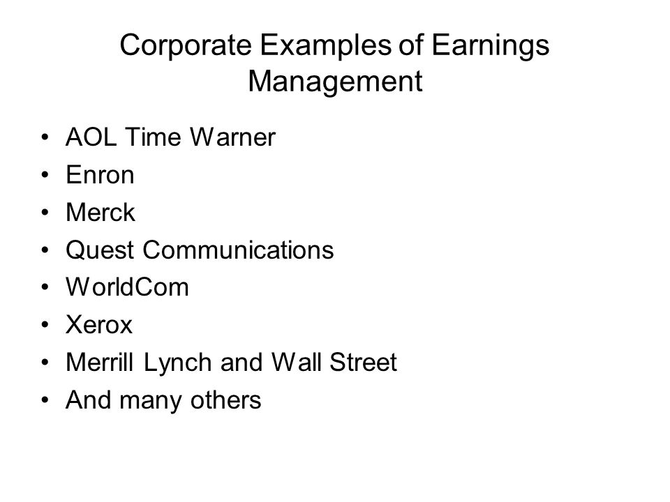 earnings management examples