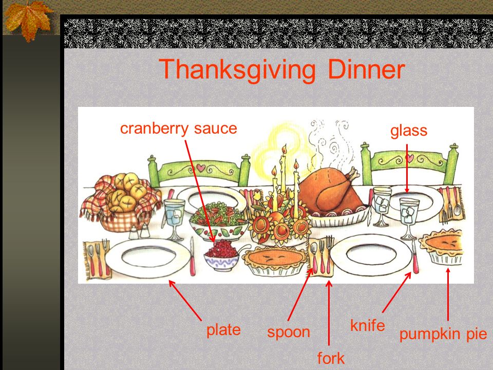 plate knife spoon fork glass cranberry sauce pumpkin pie Thanksgiving Dinner