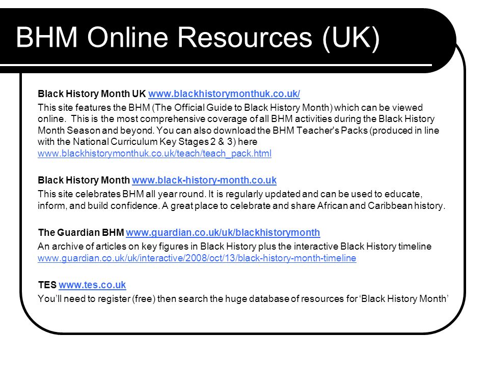bhm online resources uk black history month uk this site black history month timeline