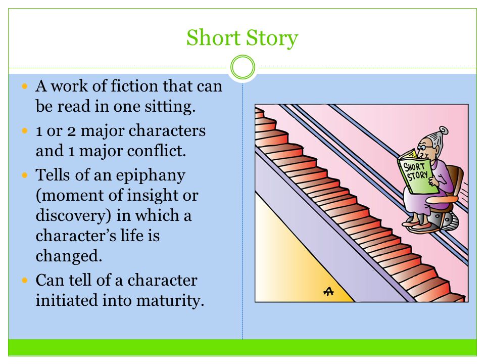 Short Story A work of fiction that can be read in one sitting.