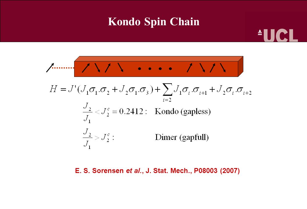 Kondo Spin Chain E. S. Sorensen et al., J. Stat. Mech., P08003 (2007)