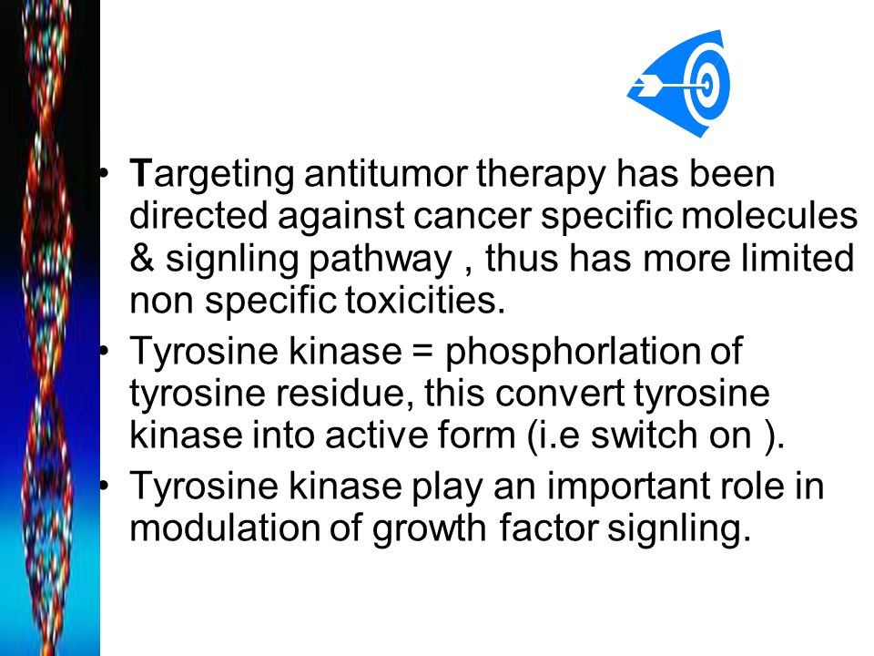 Targeting antitumor therapy has been directed against cancer specific molecules & signling pathway, thus has more limited non specific toxicities.