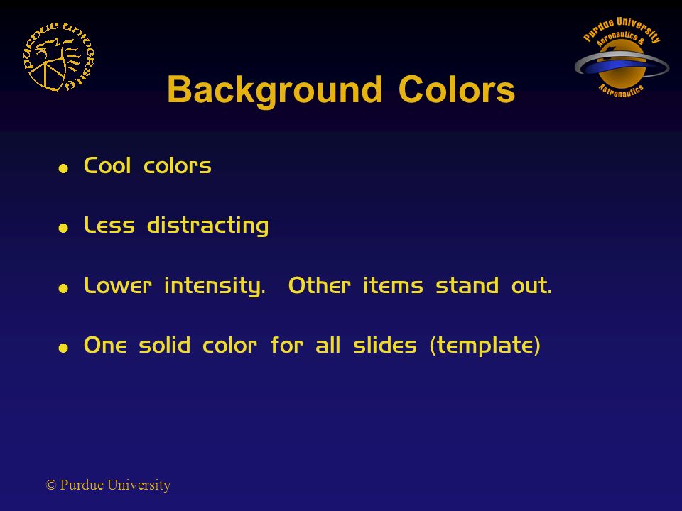 purdue university creating effective presentations developed by purdue university colors
