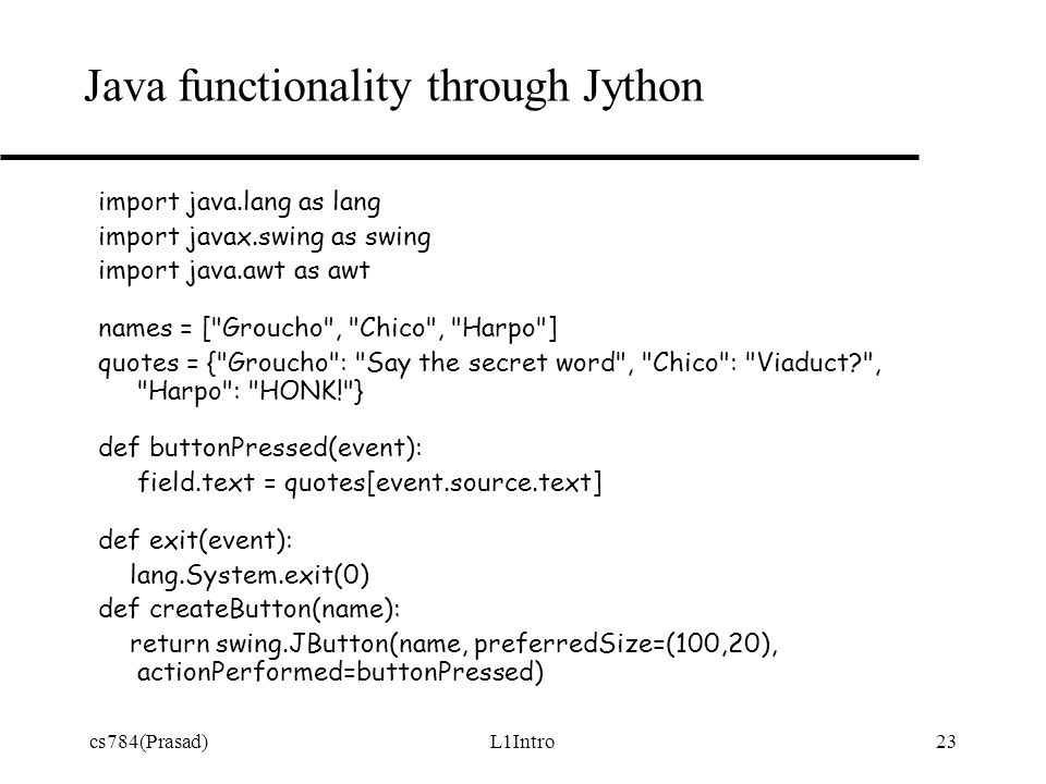 Cs784(prasad)l1intro1 Systematic Development Of Programming Languages 