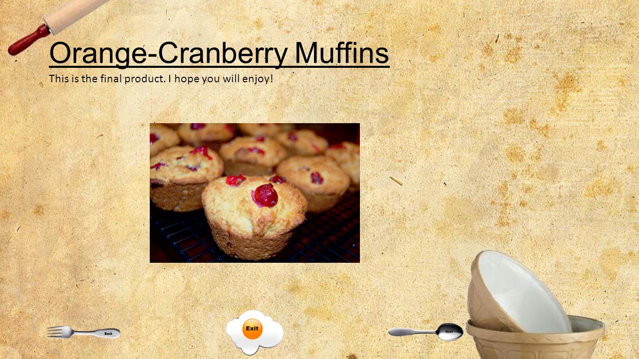 Orange-Cranberry Muffins This is the final product. I hope you will enjoy!