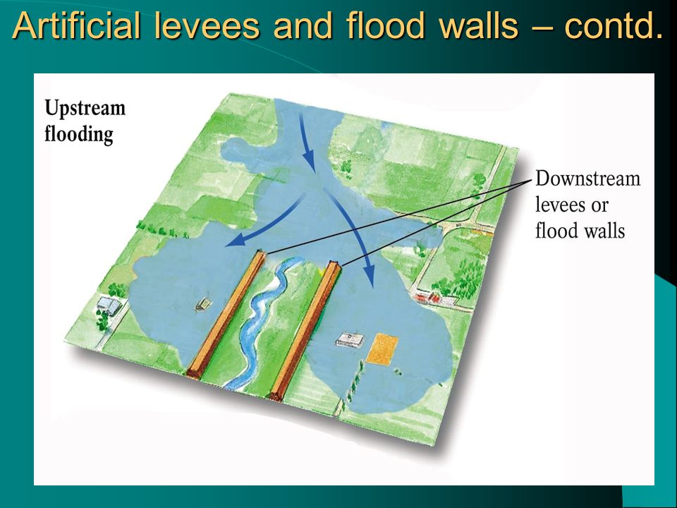Artificial levees and flood walls – contd.
