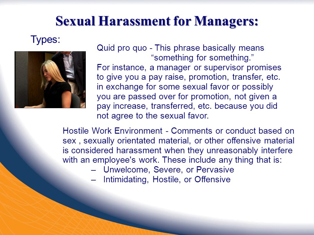 sexual harassment for managers. definition: according to the eeoc