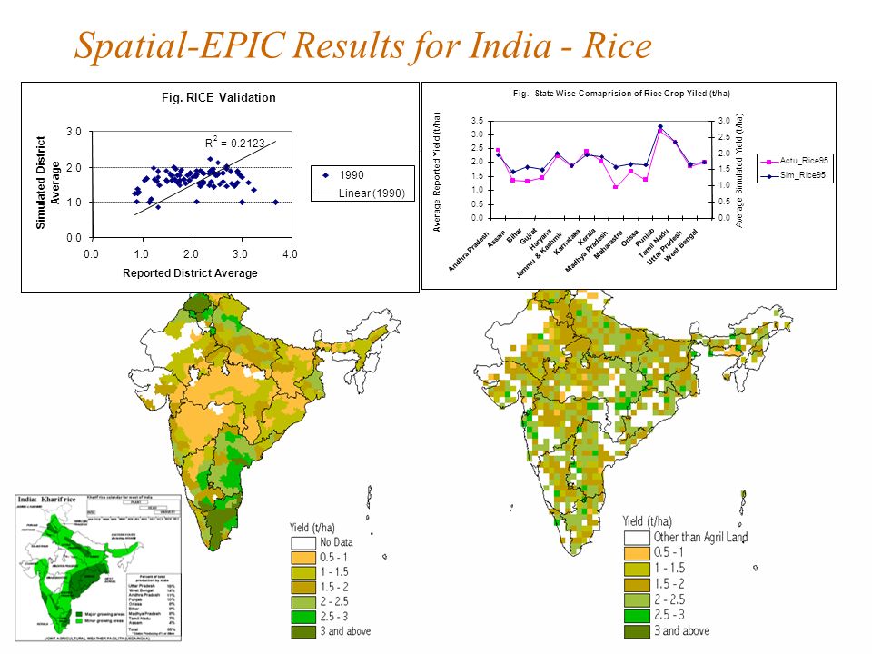 Using Crop Models and GIS to Study the Global Irrigation Water Requirements Comparing the wheat crop yields simulated by EPIC with FAO statistic data T/HA Comparing the rice crop yields simulated by EPIC with FAO statistic data T/HA Comparing the maize crop yields simulated by EPIC with FAO statistic data T/HA Comparing the soybean crop yields simulated by EPIC with FAO statistic data T/HA Estimation of Land Productivity