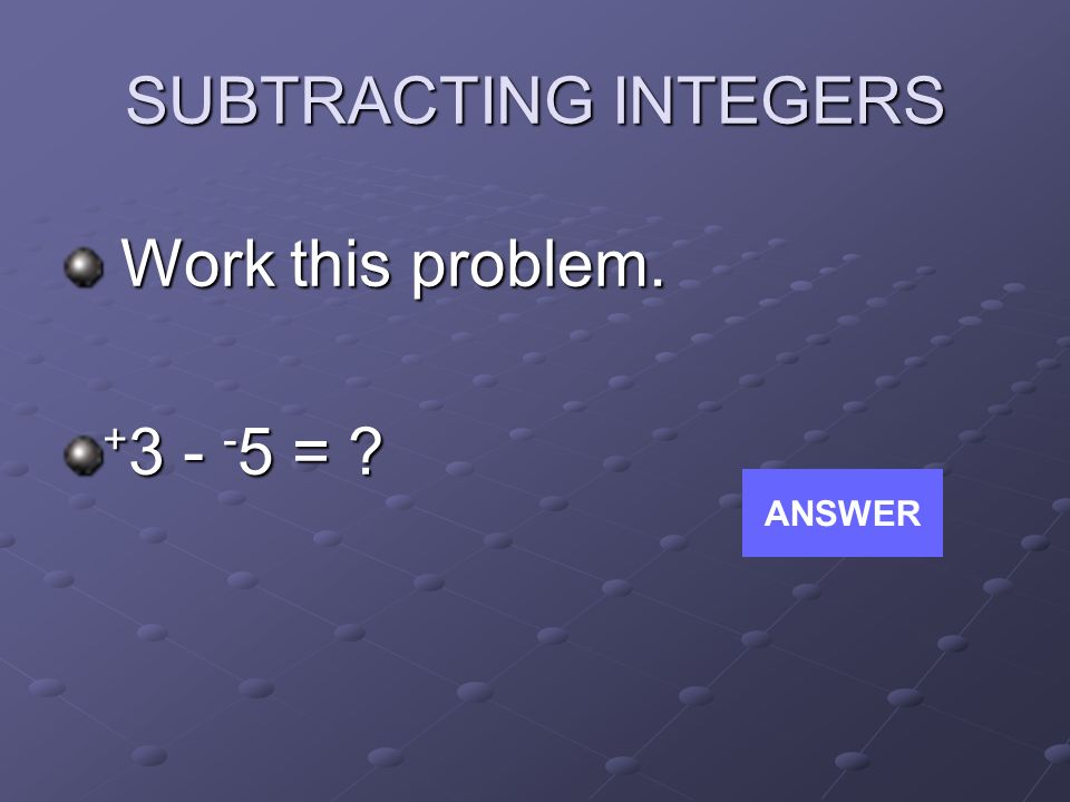 SUBTRACTING INTEGERS This representation of - 2 doesn’t have enough tiles to take away - 4.