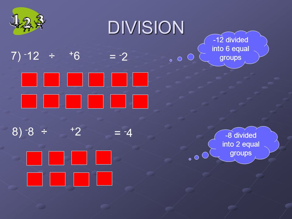 DIVISION 5) + 3 x - 4 = ) - 5 x - 2 = groups of the opposite of - 2
