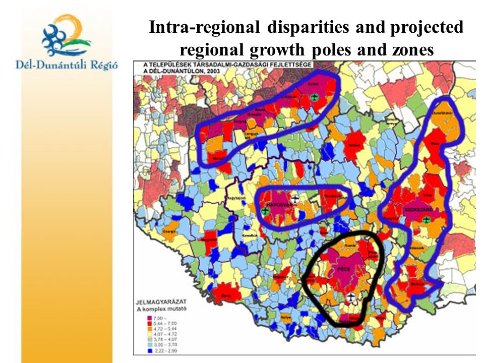 Intra-regional disparities and projected regional growth poles and zones