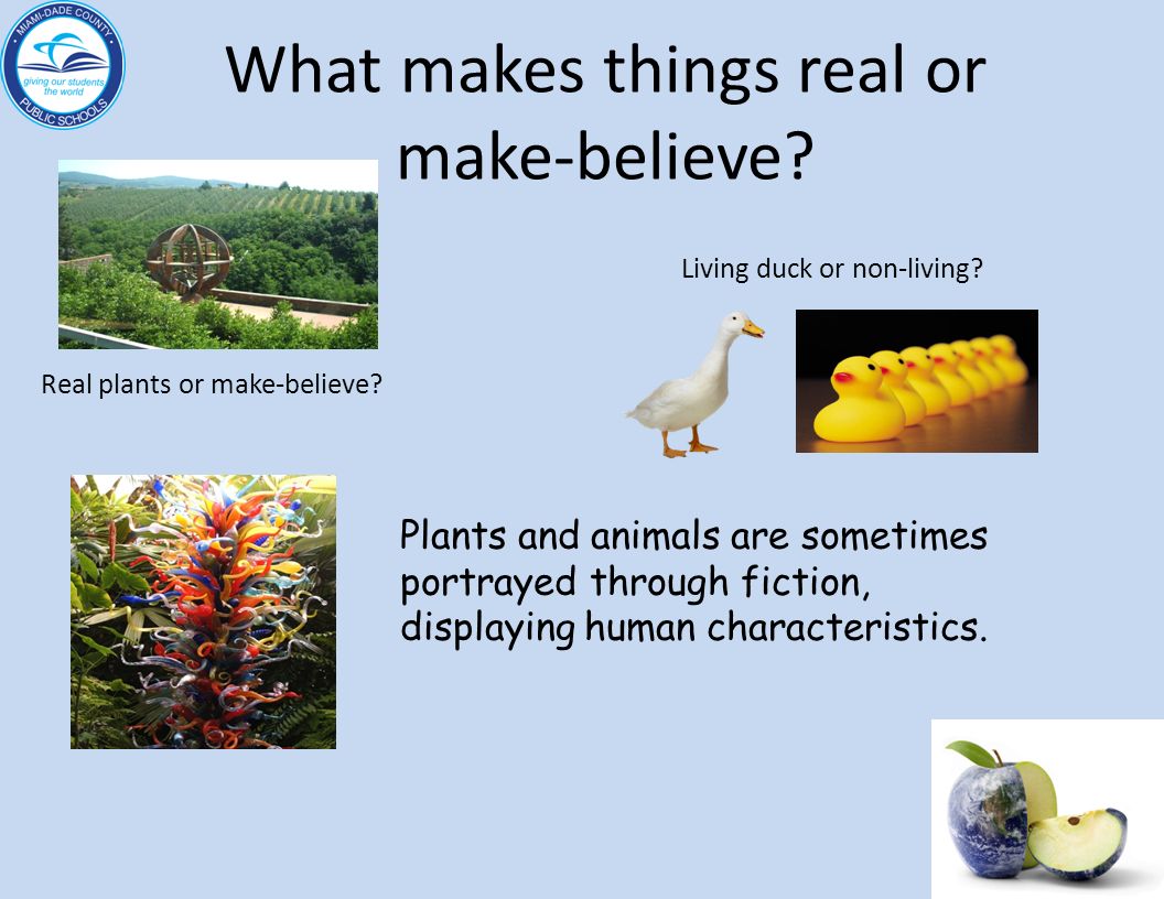 What makes things real or make-believe. Real plants or make-believe.