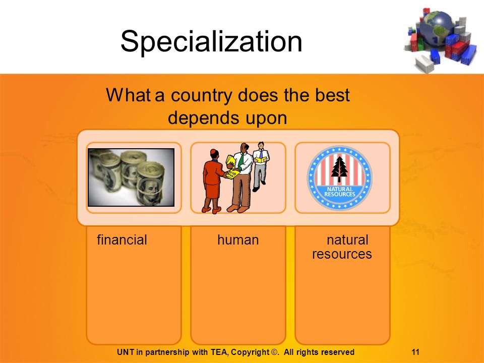 financialhumanNnatural resources What a country does the best depends upon Specialization UNT in partnership with TEA, Copyright ©.