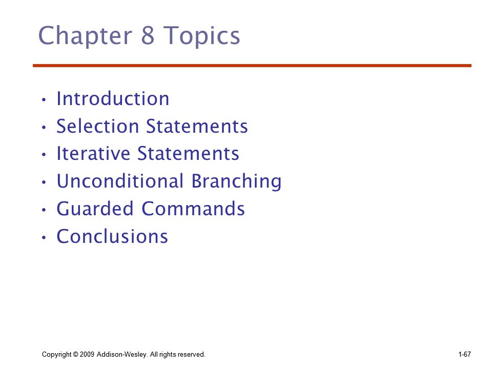 ISBN Chapter 8 Statement-Level Control Structures