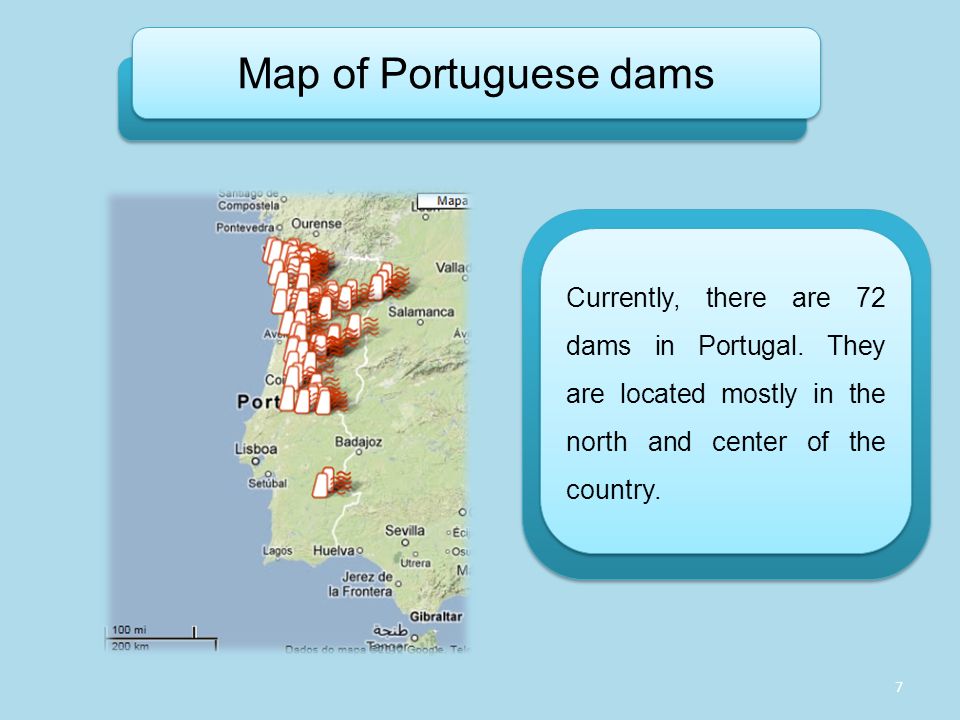 Map of Portuguese dams Currently, there are 72 dams in Portugal.