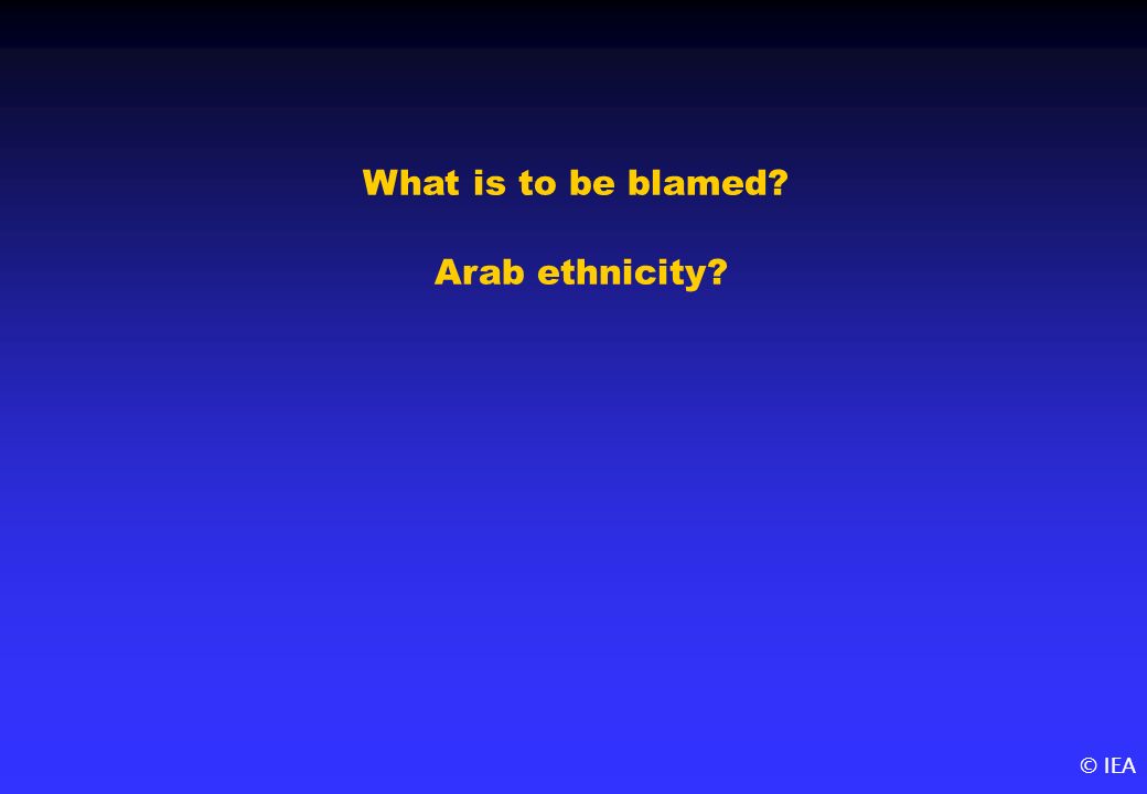 © IEA What is to be blamed Arab ethnicity