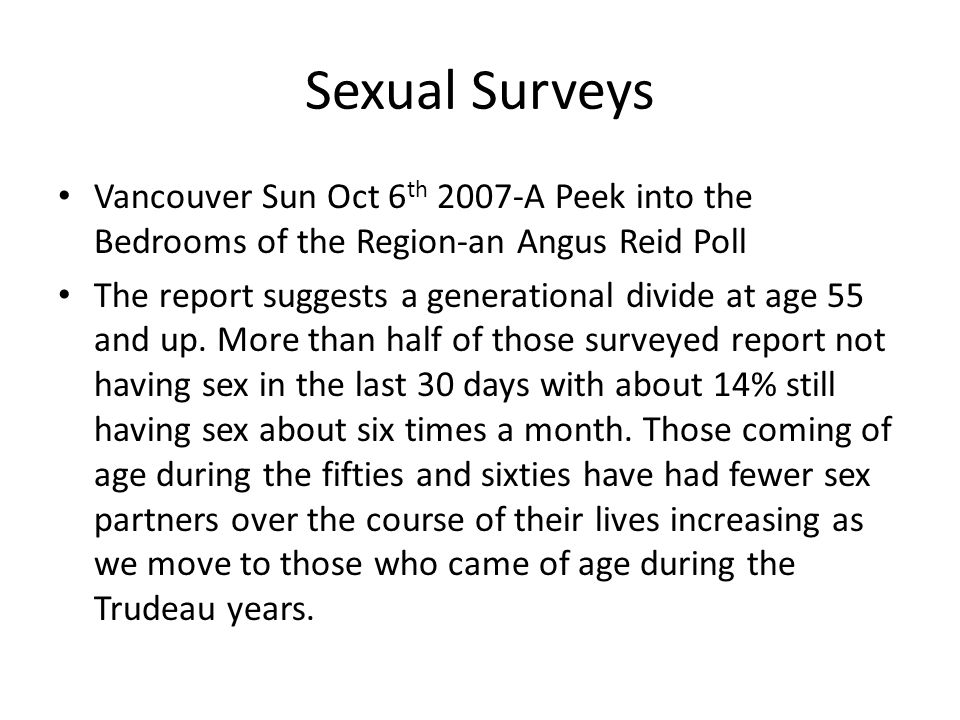 Sex ageing in Vancouver