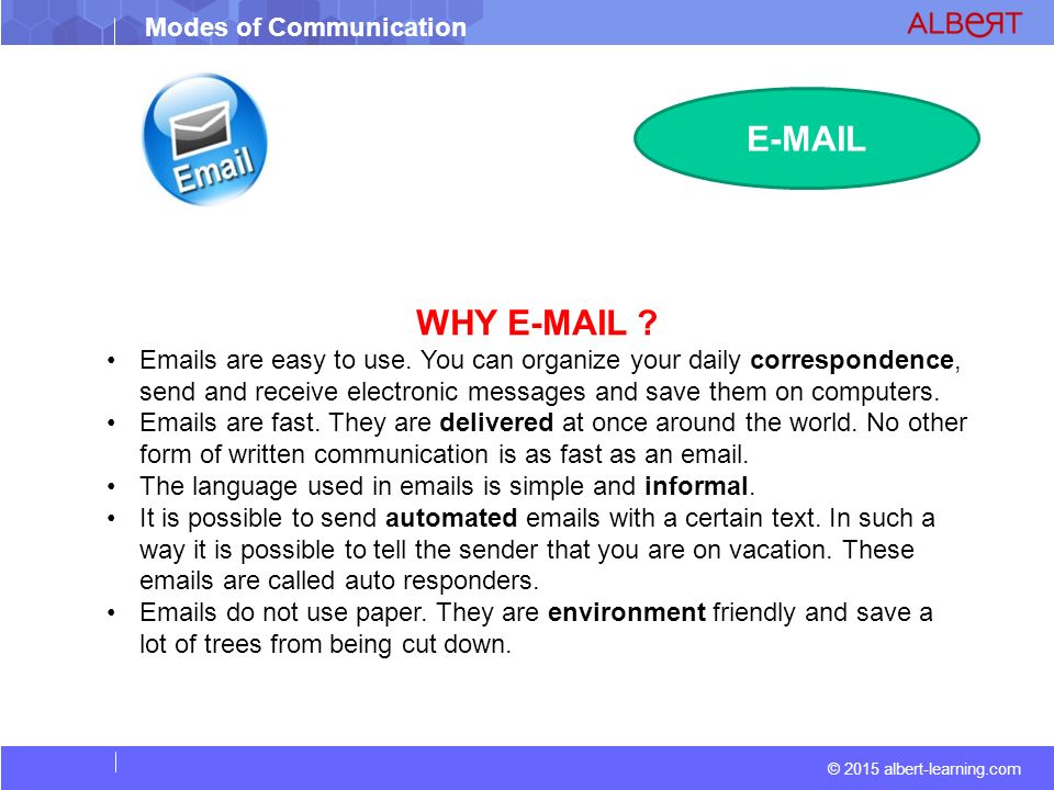 Modes of Communication © 2015 albert-learning.com WHY  .