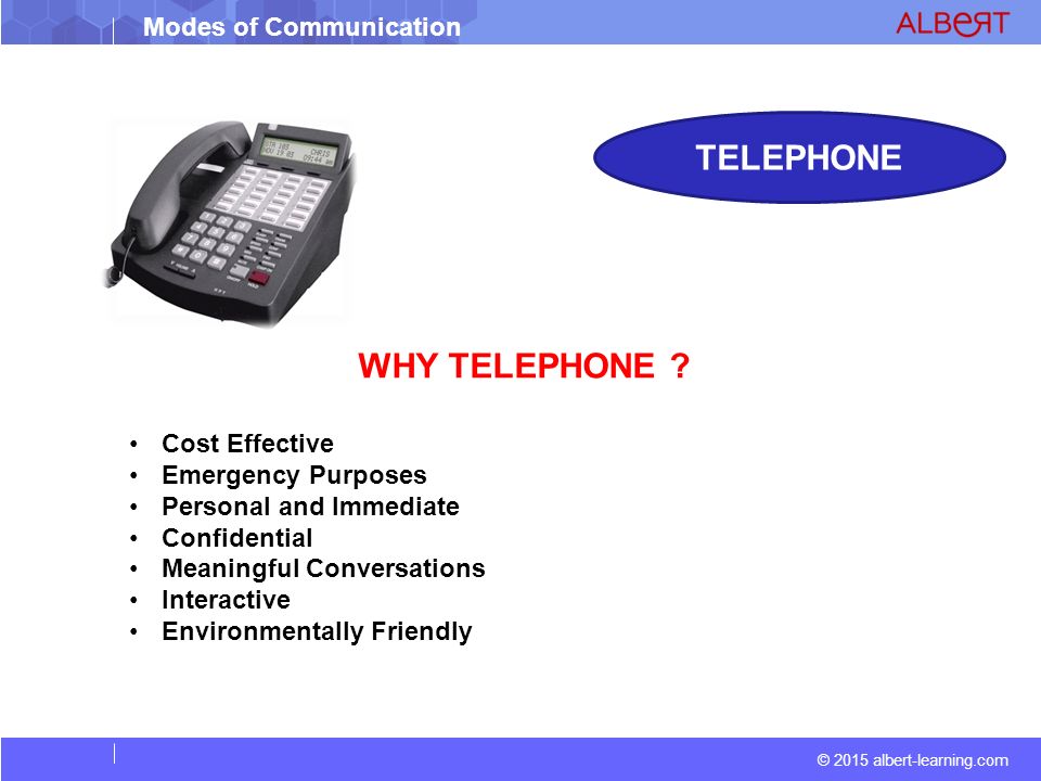 Modes of Communication © 2015 albert-learning.com WHY TELEPHONE .