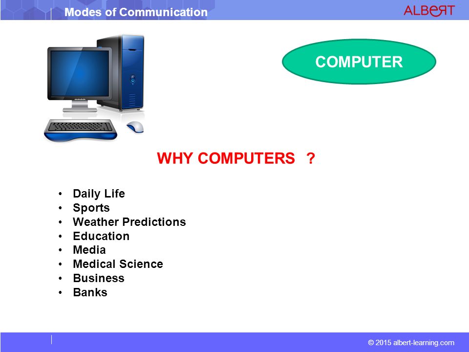 Modes of Communication © 2015 albert-learning.com COMPUTER WHY COMPUTERS .
