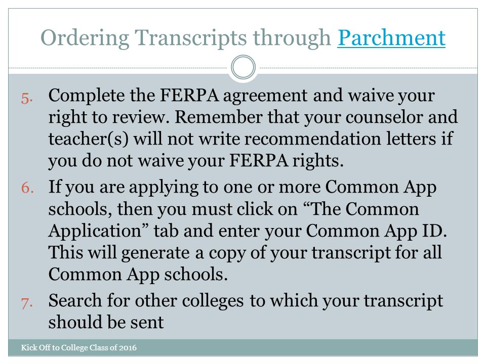 31 ordering transcripts
