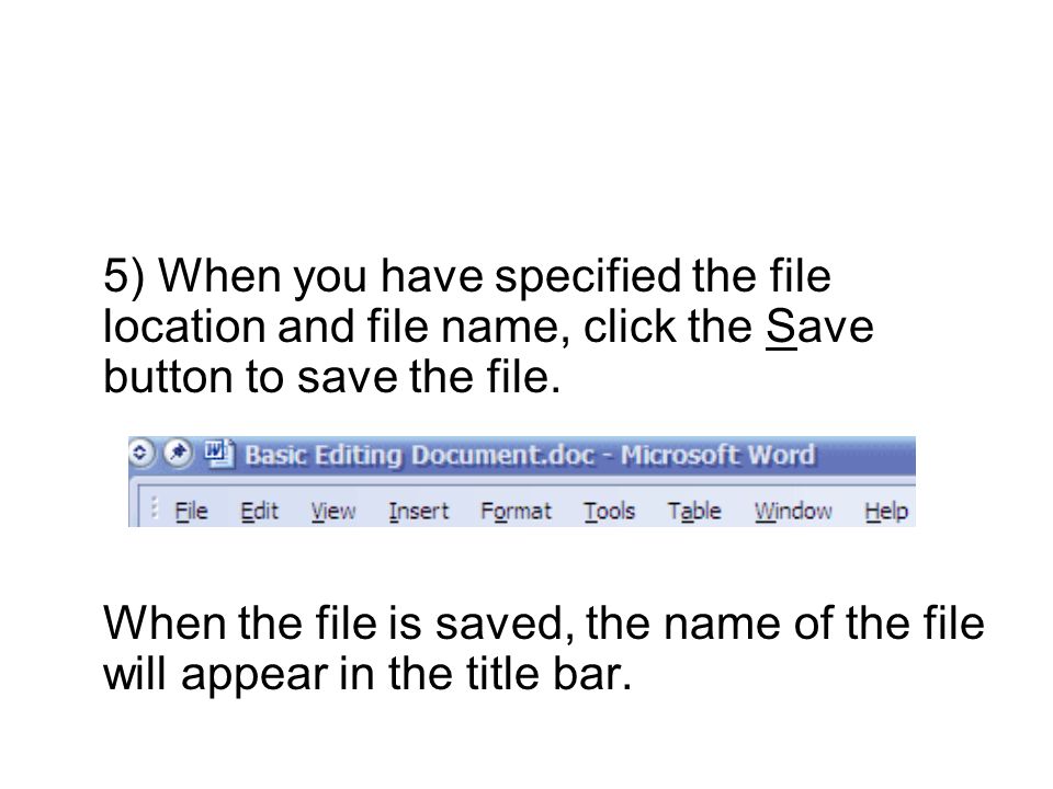 5) When you have specified the file location and file name, click the Save button to save the file.
