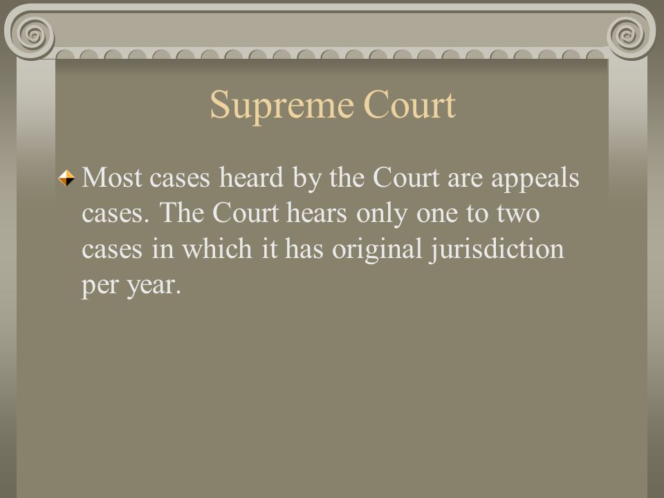 Supreme Court Most cases heard by the Court are appeals cases.