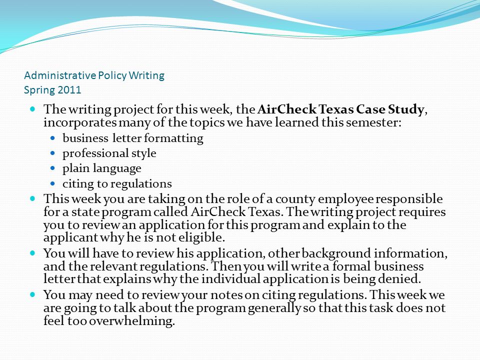 Administrative Policy Writing Spring Administrative Policy Writing