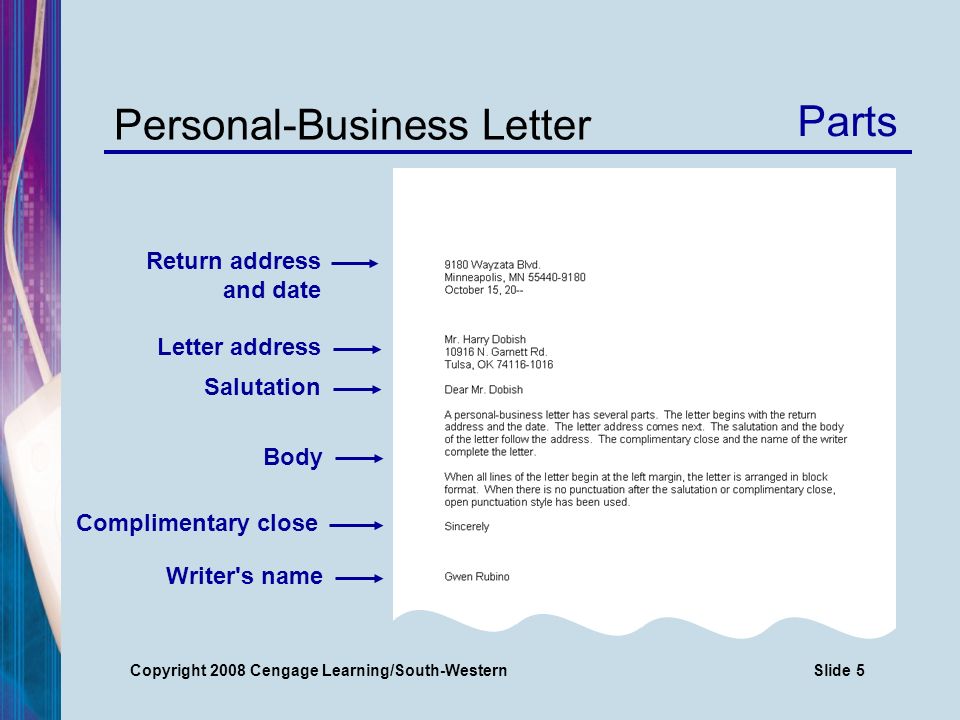 Parts Of A Personal Business Letter from images.slideplayer.com