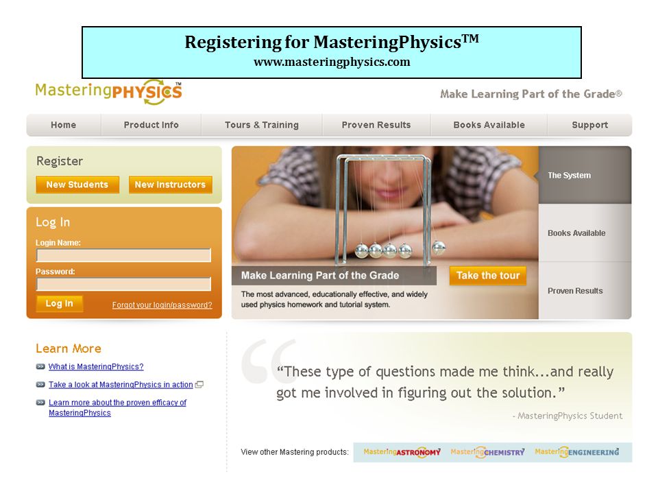 Registering for MasteringPhysics TM