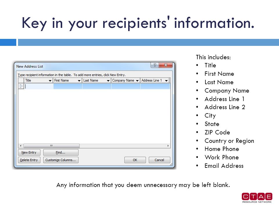 Key in your recipients information.