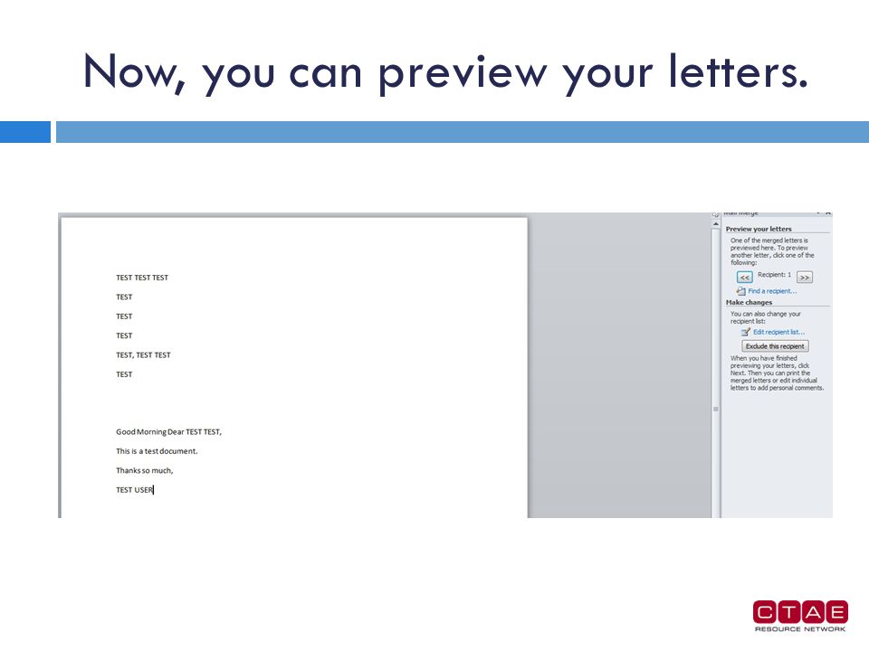 Now, you can preview your letters.