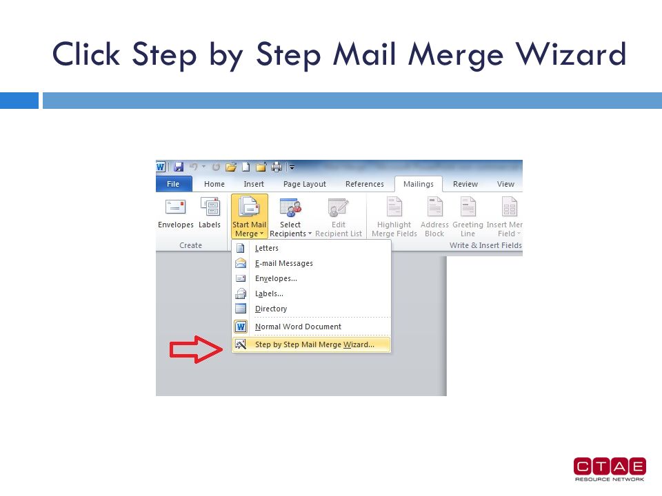 Click Step by Step Mail Merge Wizard