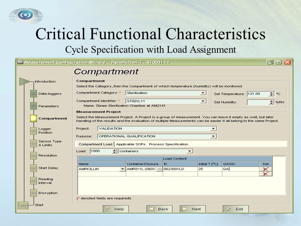 Critical Functional Characteristics Cycle Specification with Load Assignment Cycle Specification