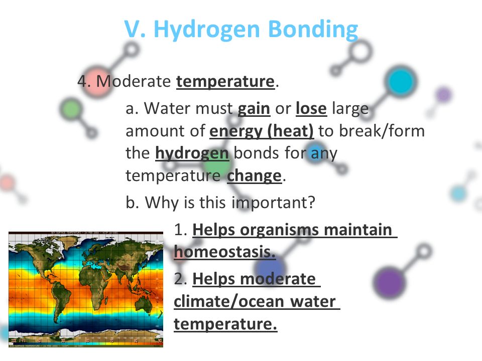 V. Hydrogen Bonding 4. Moderate temperature. a.