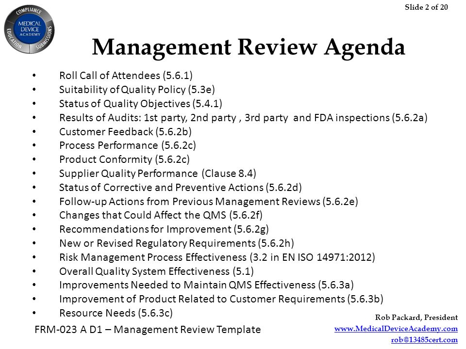 iso 9001 management review meeting presentation template