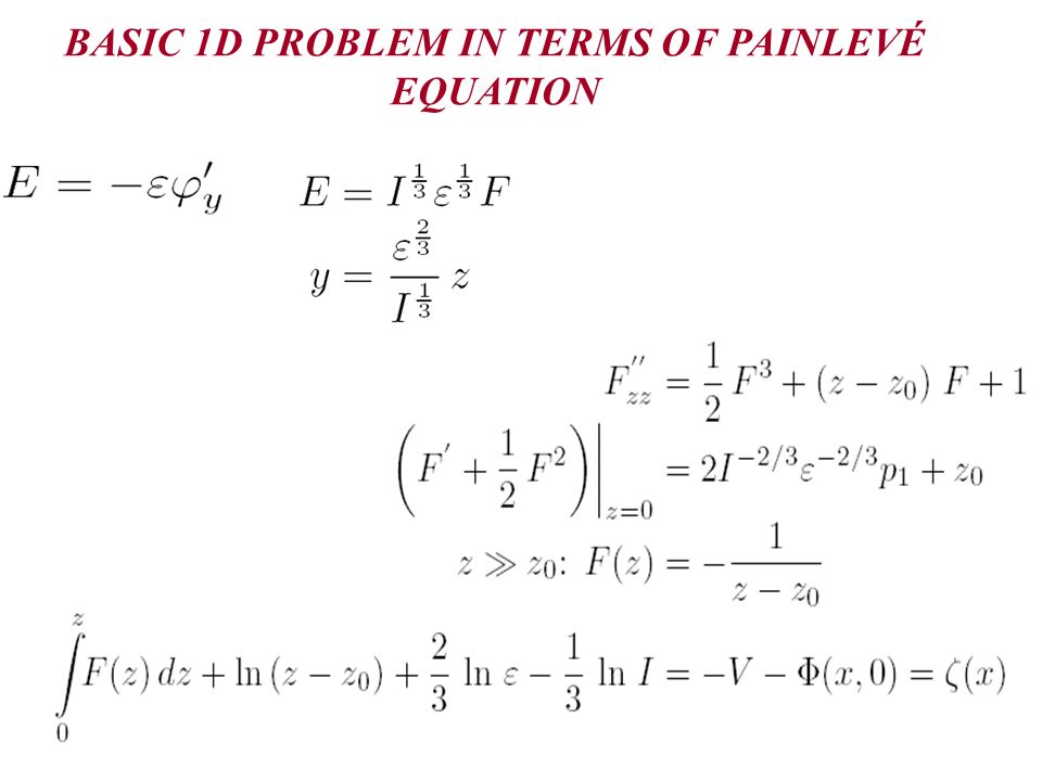 BASIC 1D PROBLEM IN TERMS OF PAINLEVÉ EQUATION