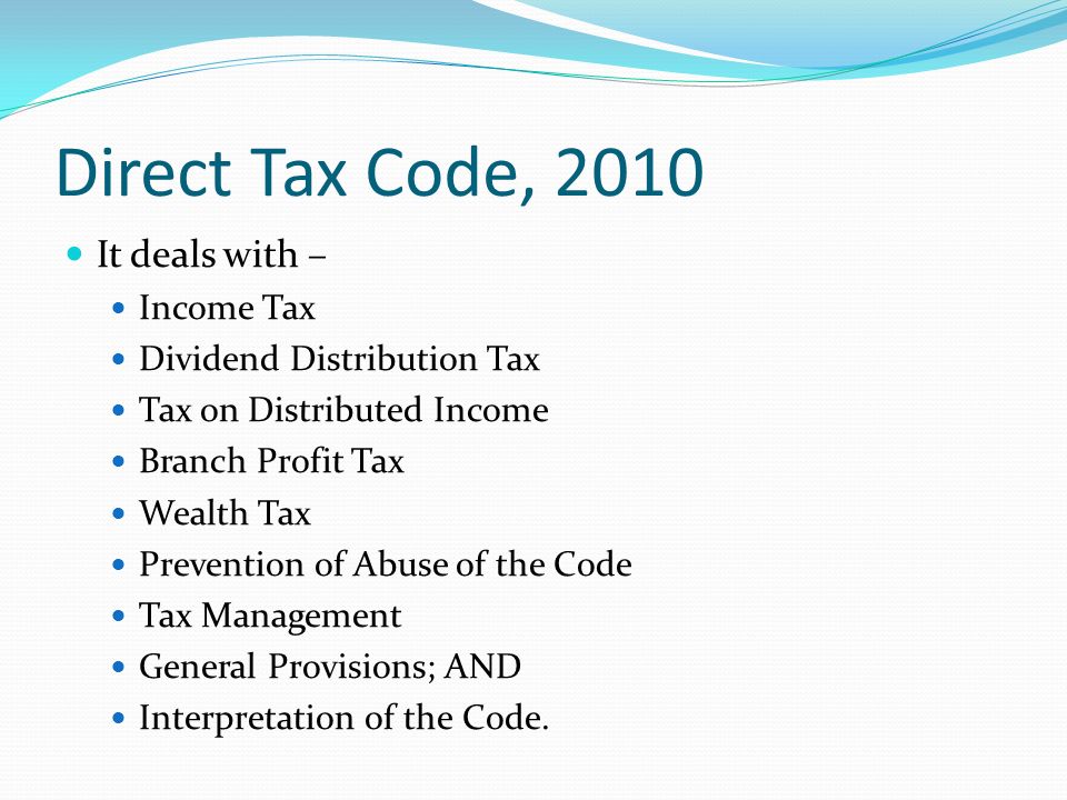 direct tax code in india is related to which tax