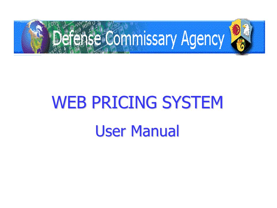 WEB PRICING SYSTEM User Manual