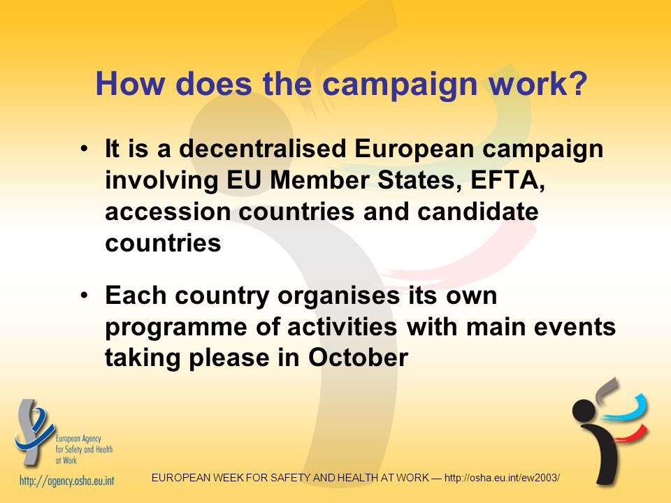 EUROPEAN WEEK FOR SAFETY AND HEALTH AT WORK —   How does the campaign work.