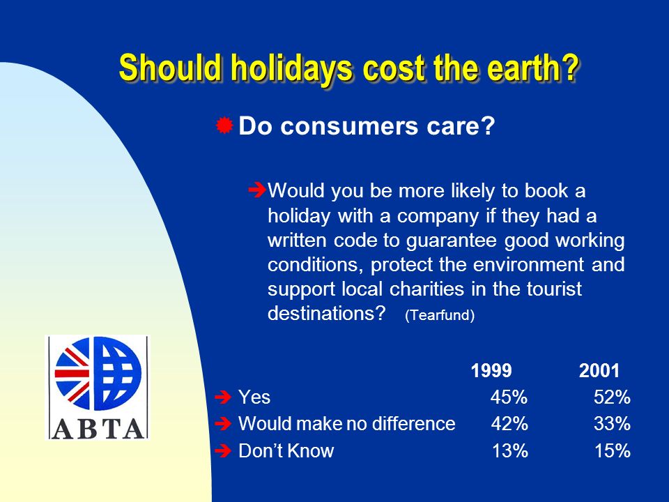 Should holidays cost the earth.  Do consumers care.