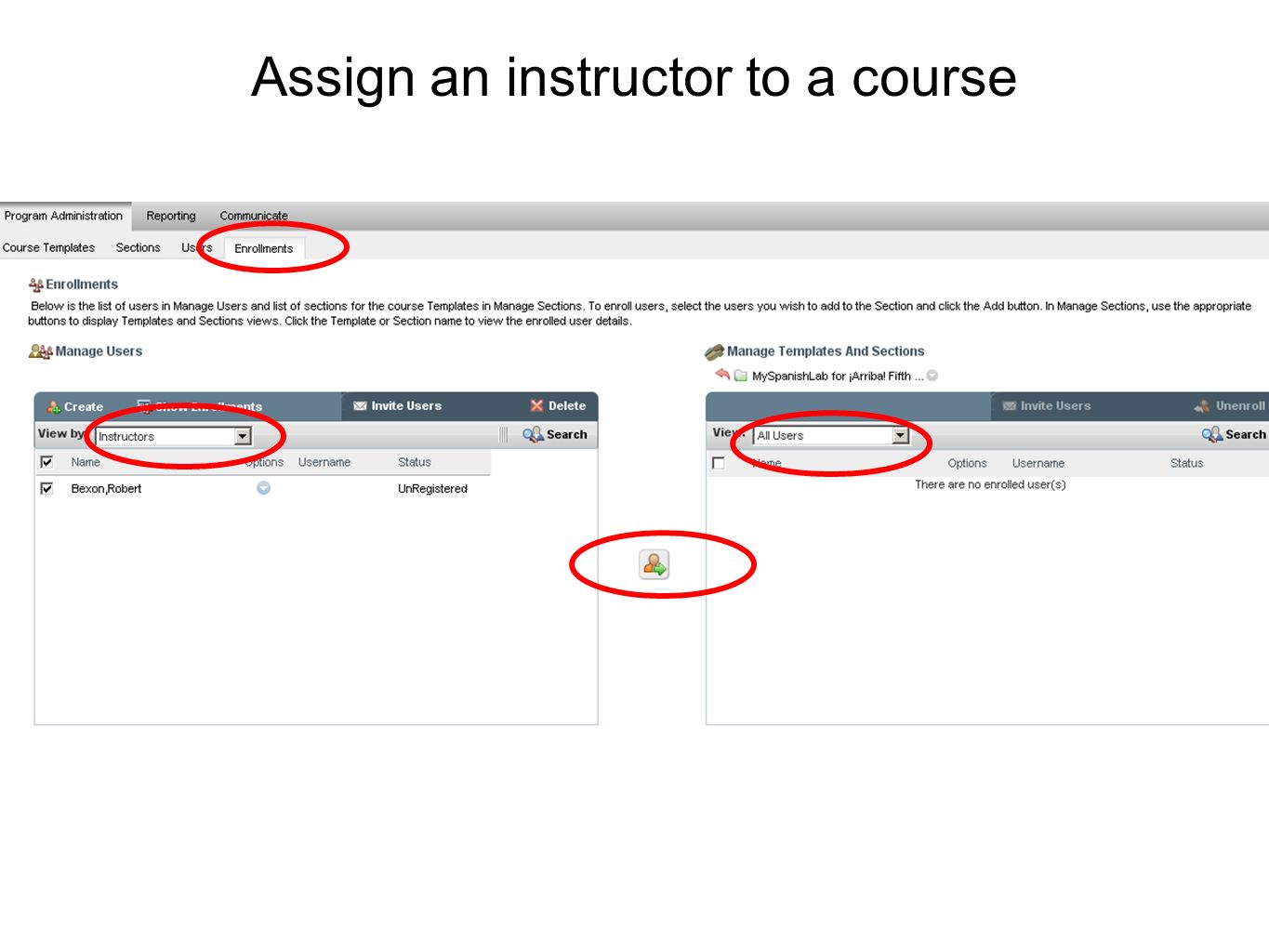 Assign an instructor to a course