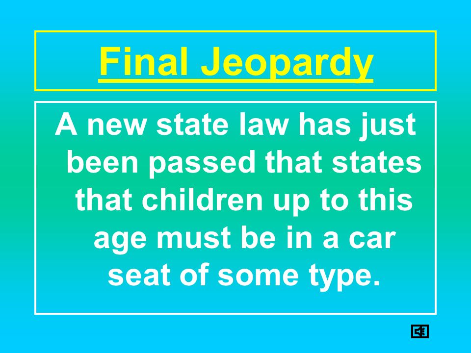 Final Jeopardy Category Buckle Up!