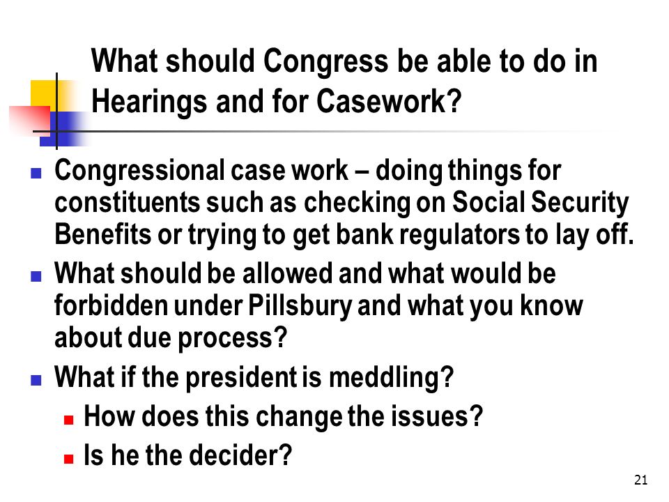 What should Congress be able to do in Hearings and for Casework.