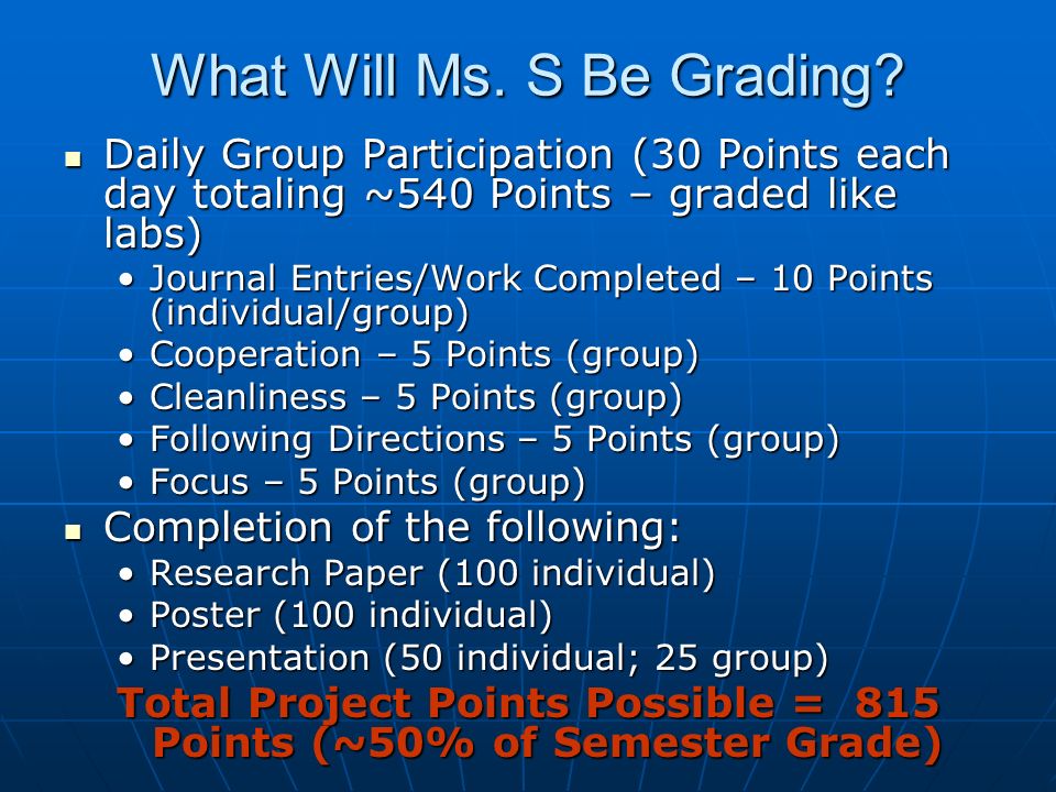 What Will Ms. S Be Grading.