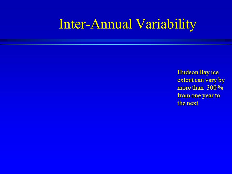Inter-Annual Variability Hudson Bay ice extent can vary by more than 300 % from one year to the next