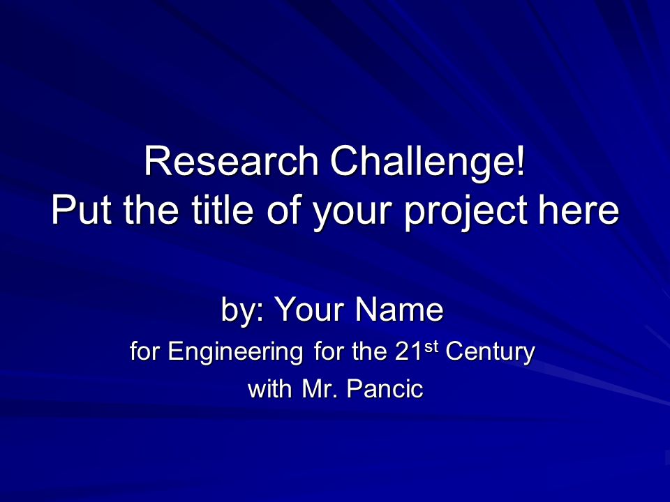 Research Challenge.