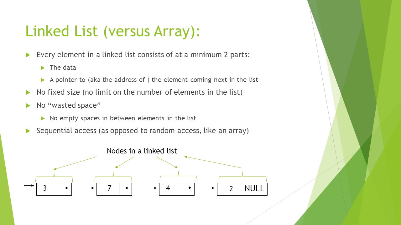 Lists ADT (brief intro): Abstract Data Type A DESCRIPTION of a data ...