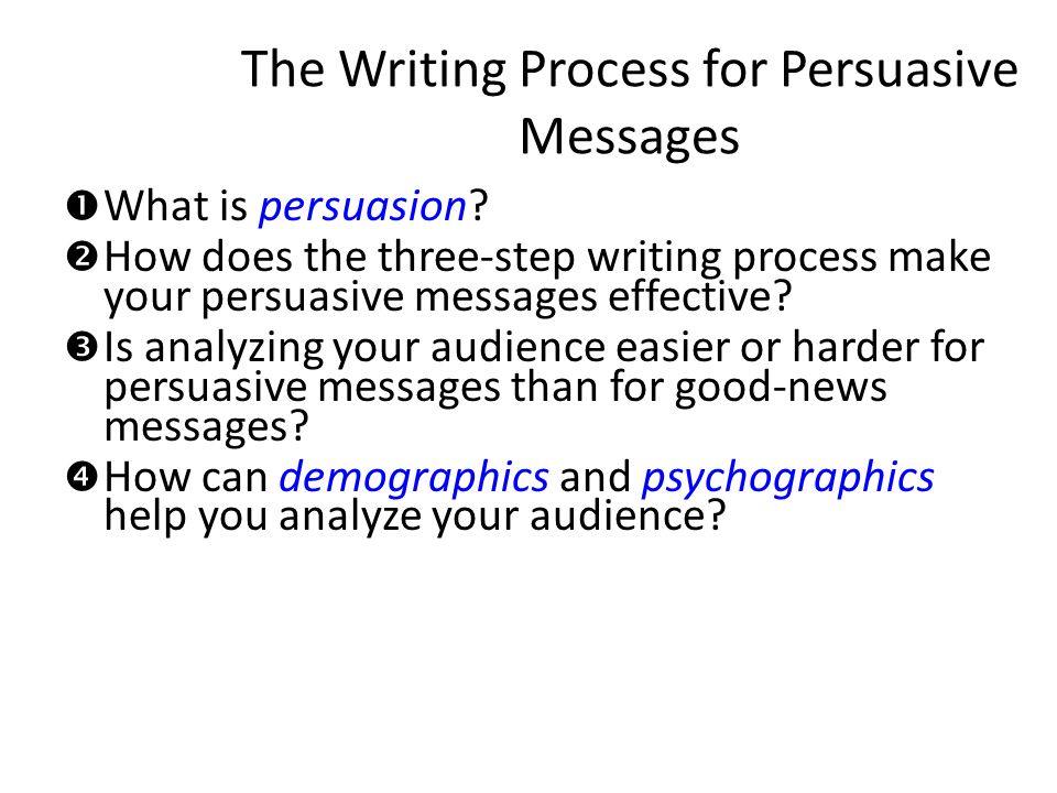The Writing Process for Persuasive Messages  What is persuasion.