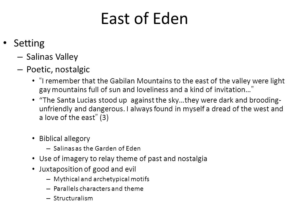 east of eden setting